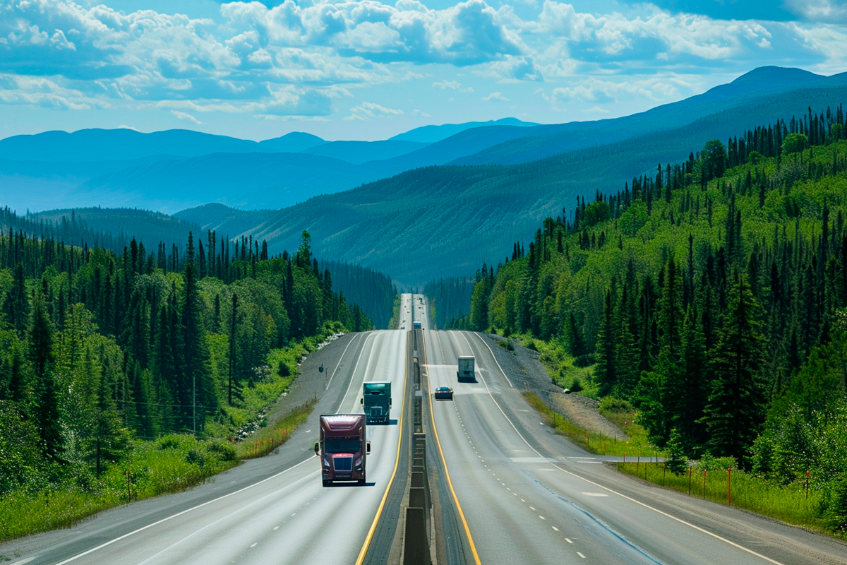 290224_How-to-reduce-your-business-travel-emissions-with-nature-based-solutions_Picture of a highway being transited by trucks in Alaska, United States_blog_Visual-2