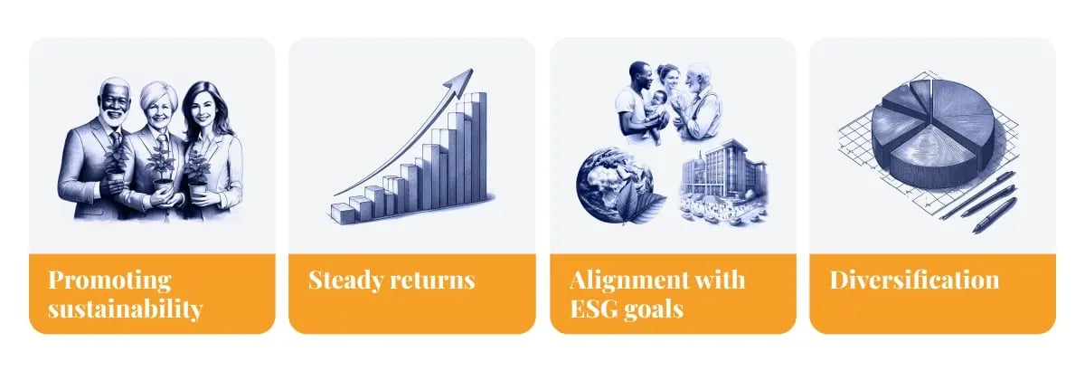 Buy green bonds_ a sustainable investment for a greener future_Illustration showing the advantages of buying green bonds_visual 2