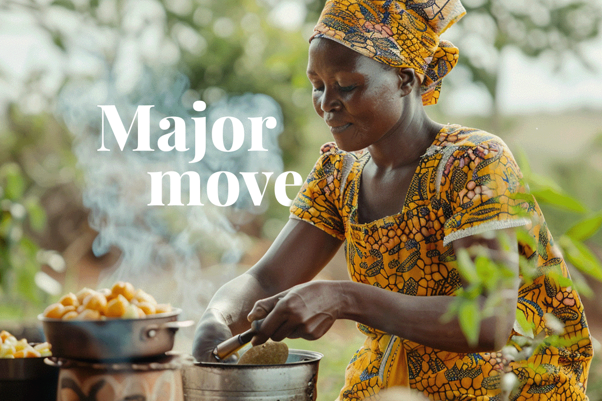 Canadian firms major move to expand clean cookstoves in Africa_ African woman preparing a meal using a charcoal clean cookstove_visual 1
