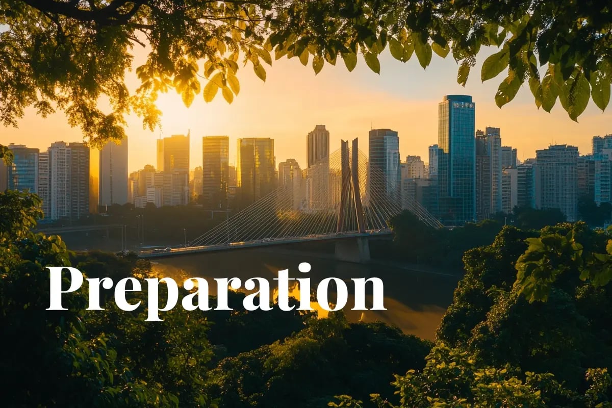 Corporate surge in science-based targets driving green strategy_Satellite view of East and Southeast Asia, centered on China, showing forests and green landscapes_Panoramic sunrise view of São Paulo’s Estaiada 