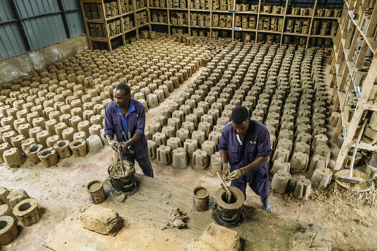 DGB Group CEO Selwyn Duijvestijn returns to Business Class_Artisans working in a cookstoves factory, Hongera Energy Efficient Cookstoves Project_visual 5
