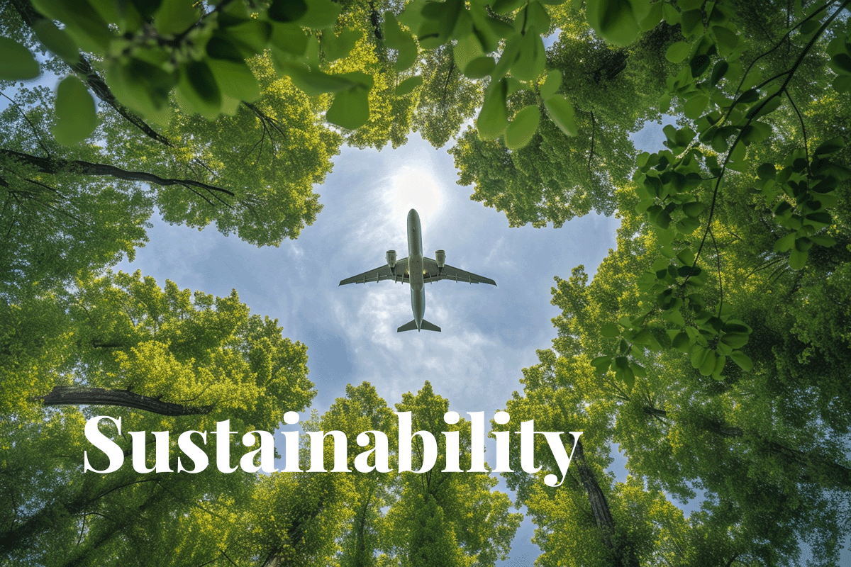 DGB’s Director of Operations joins panel at Airline Economics Sustainable Aviation Fuel and Carbon Finance Day_View from below on a plane flying between crowns of deciduous trees_visual 1