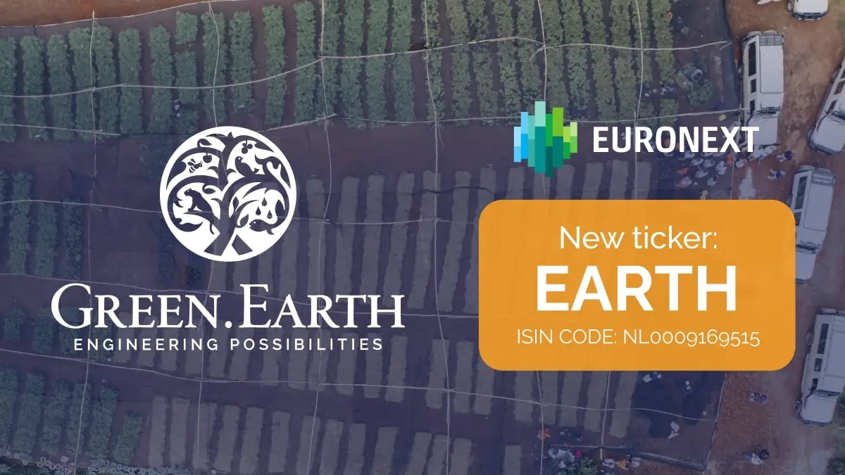 Green Earth is listed on Euronext Amsterdam under ticker: EARTH