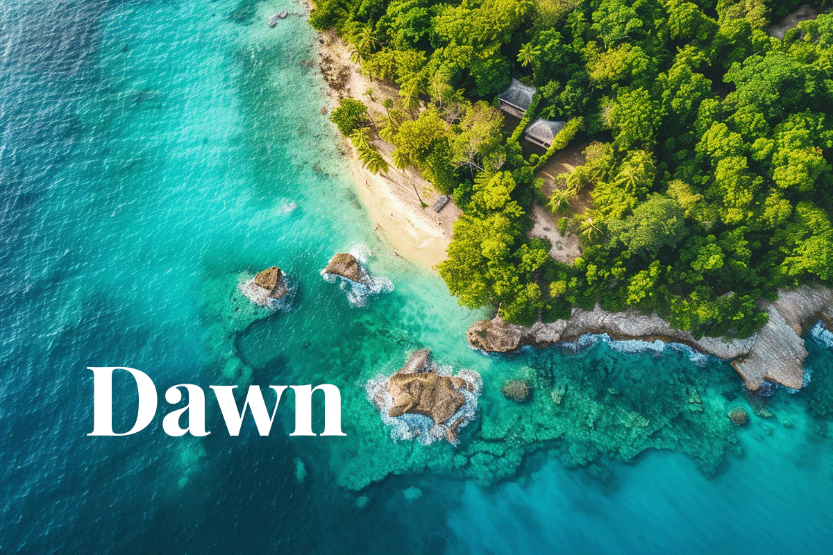 Jamaicas dawn of blue-green bonds_Top view on a part of Jamaica and Caribbean Sea_visual 1