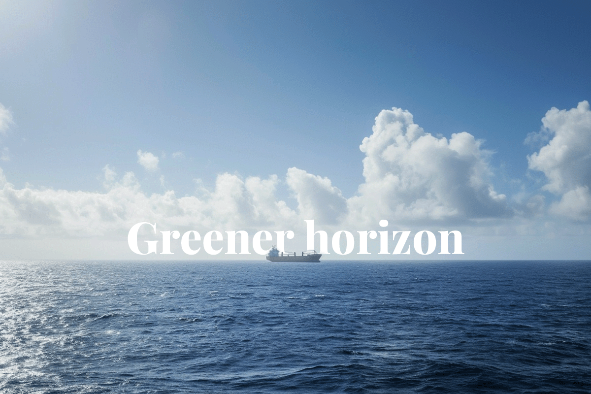Maersk sets sail towards a greener horizon_Sailing supply ship on a sea horizon_visual 1