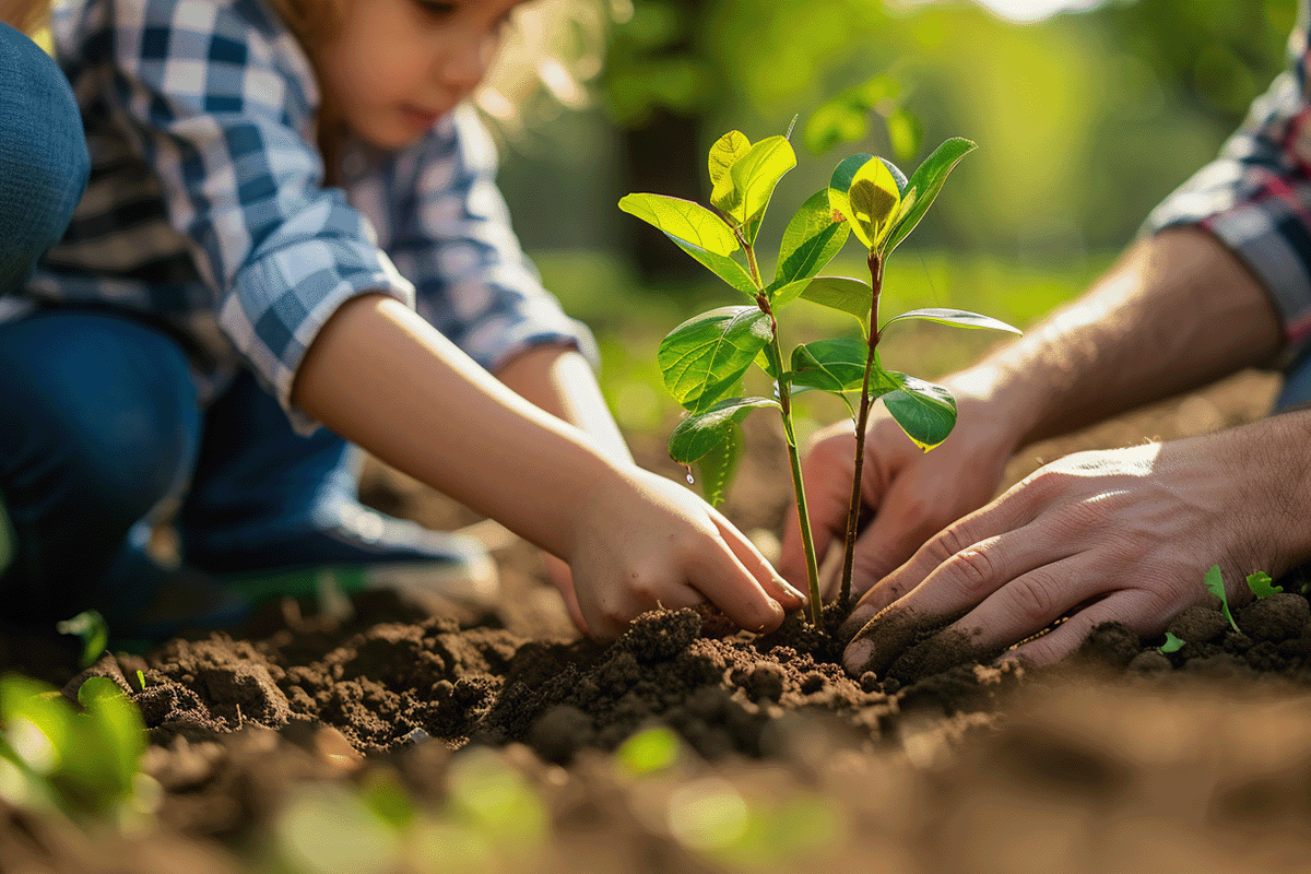 New Year for Trees with the Tu BiShvat festival_Close up on a family planting a tree in a park_visual 2
