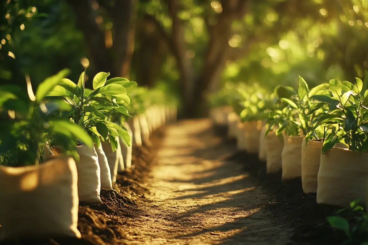 Our favourite carbon-tracking apps, tools, and plugins (2025 edition)_Hundreds of tree seedlings in rows in a tree nursery_visual 5