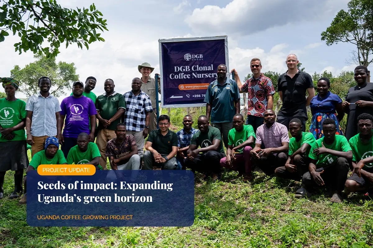 Seeds of impact, Expanding Uganda’s green horizon_DGB team members at the new clonal coffee nursery in Bulindi Town Council_visual 1