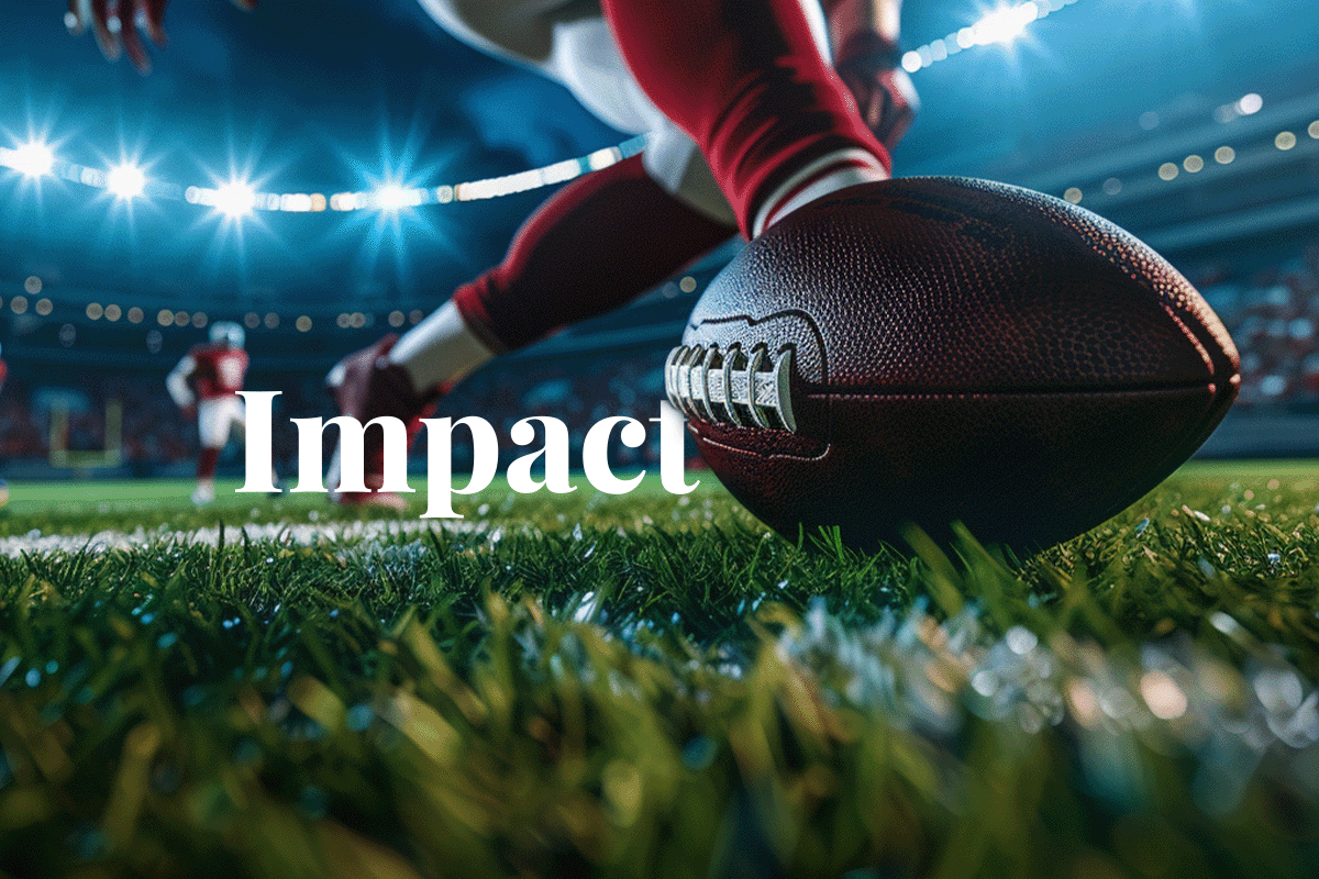 The Carbon Footprint of the Super Bowl_Close-up on American football player during a match, Super Bowl 2024_visual 1