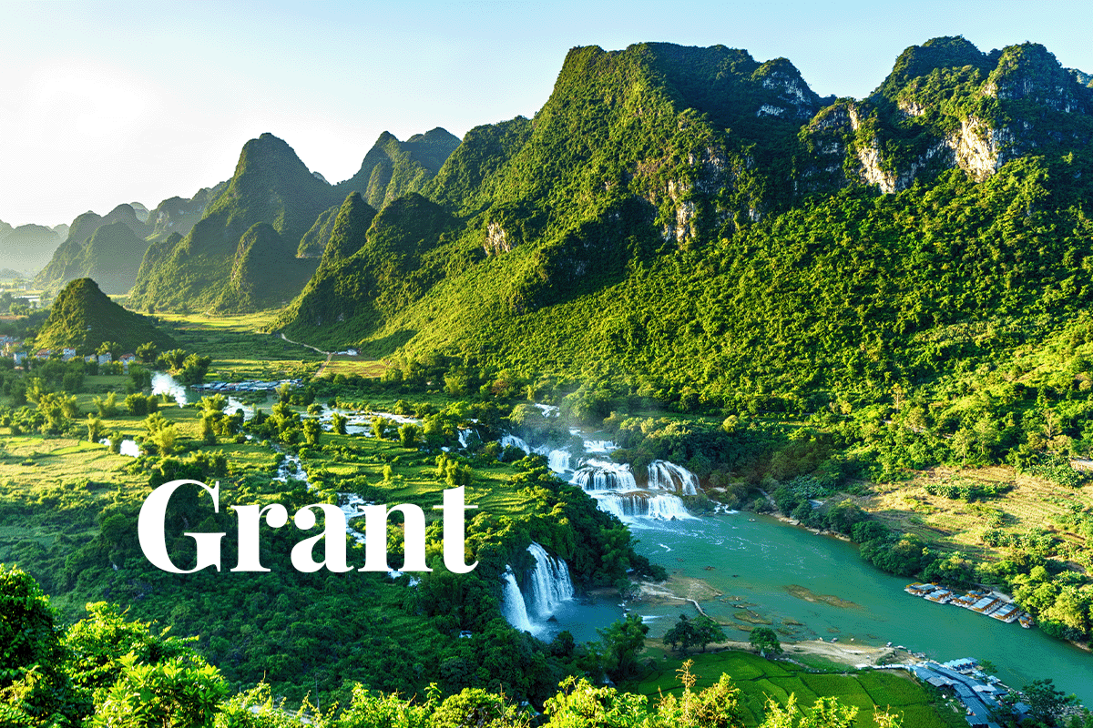 The World Bank grants Vietnam $41 million to bolster forest carbon initiatives_aerial view of Ban Gioc Waterfall in Vietnam_visual 1