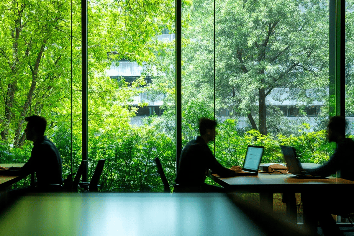 Waarom duurzaam investeren in groene obligaties slimmer is dan beleggen in crypto_Photo of employees working in a modern office of a large company_visual 2