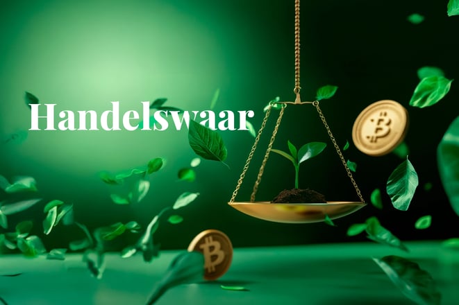 Why carbon credits are a smarter investment than Bitcoin_a tree seedling on a scale, surrounded by floating Bitcoin coins and leaves_visual 1_NL
