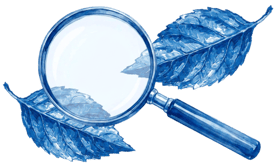 magnifying glass with leaves